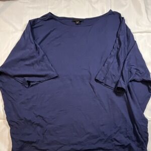 J. Jill Blue Short Sleeve Round Neck Basic Blouse Women's Size L